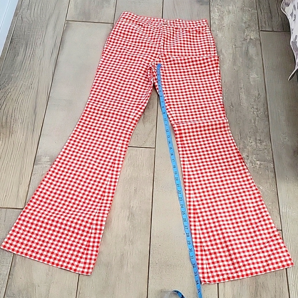 Ralph Lauren collection plaid  red and white bell bottom size  8 #26